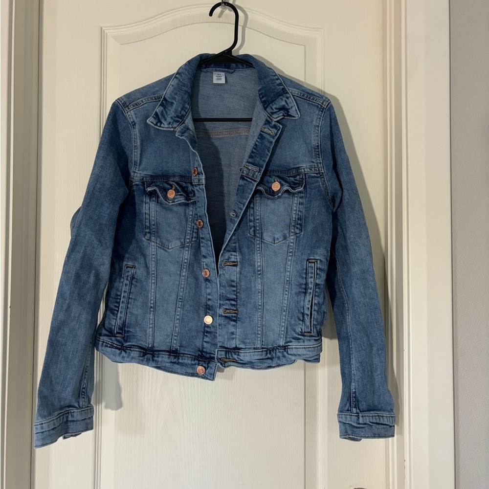 Old Navy &Denim Jean Jacket Women’s Size 12 Medium Wash Button Front